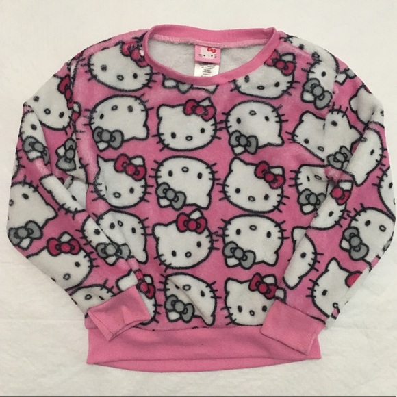 Hello Kitty Other - Hello Kitty Fuzzy Soft Sweatshirt Pink Girls 6/6x